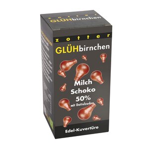 Glühbirnchen - Milchschoko 50% mit Dattelzucker 