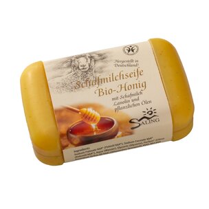 Schafmilchseife Bio-Honig, 100g Stück mit Banderole, BDIH zertifiziert