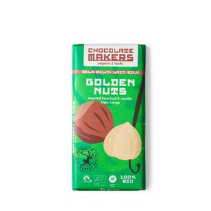 Bio Fairtrade Golden Nuts - dunkle Milchschokolade mit Haselnuss und Vanille