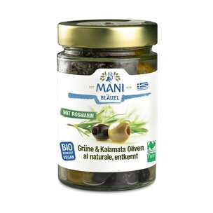 MANI Grüne & Kalamata Oliven al naturale mit Rosma
