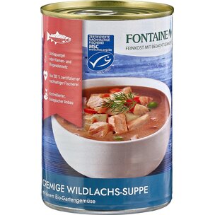 Cremige Wildlachs-Suppe mit feinem Bio-Gartengemüs