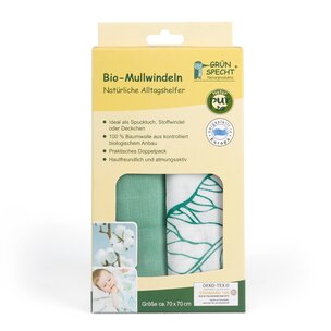 Bio-Mullwindeln 2er Pack 4er VE, 70x70 cm, 100% Baumwolle (kbA)