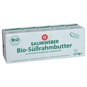 Bio-Süßrahmbutter 2,5 kg Stange 10 kg Karton DE-ÖKO-006 