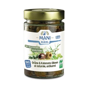 MANI Grüne & Kalamata Oliven al naturale, Kräuter
