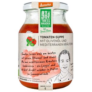 Tomaten-Suppe mit Olivenöl und mediterranen Kräutern